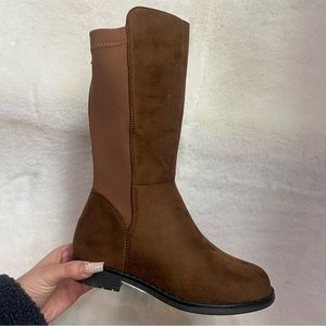 Kids Tan Suede Tall Boots